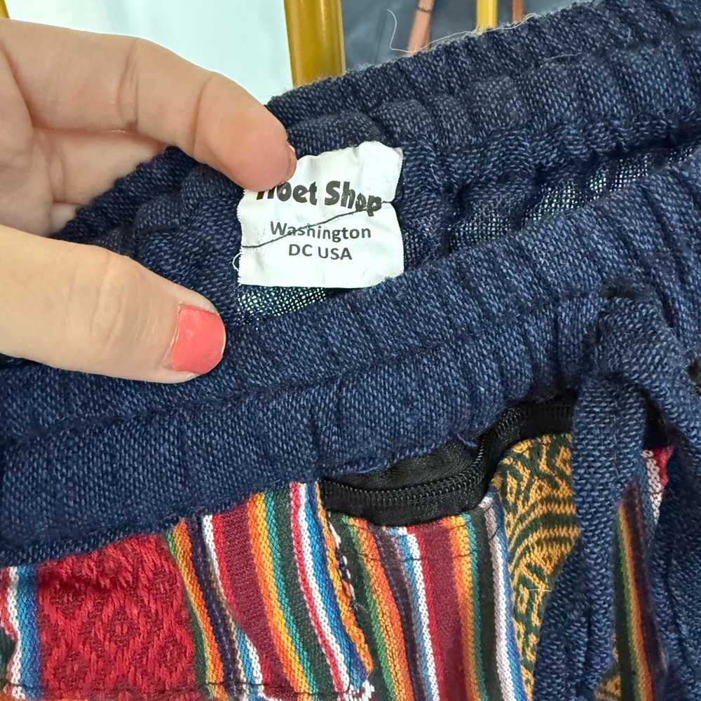 Tibetan Himalayan or Boho Patterned Harem Cargo Pants 100% cotton with Pockets - Picture 5 of 7